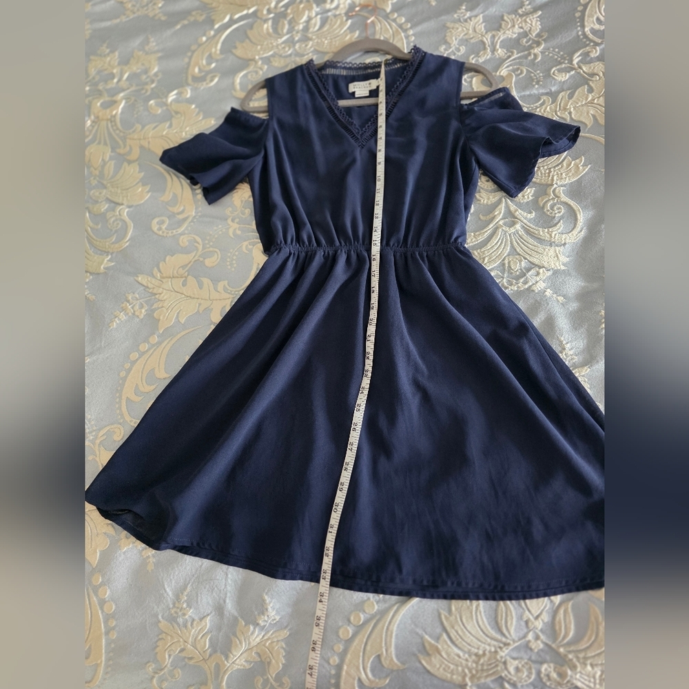 Molly Bracken Navy Cold Shoulder Mini Dress